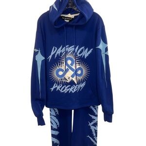 Live Mechanics "3 P’s" Sweatsuit Set - Blue - Size Large - Pain Passion Progress